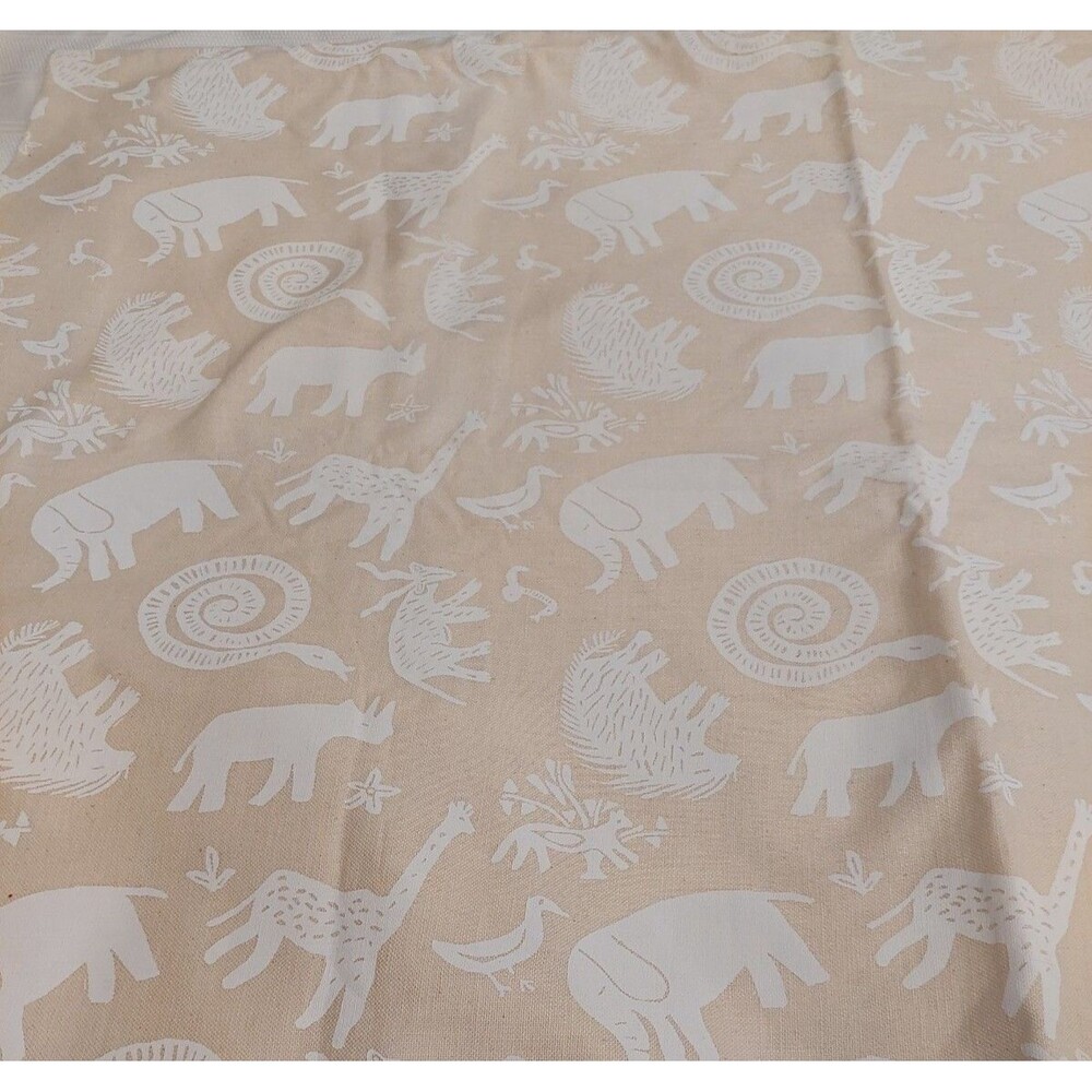 Upholstery Fabric Biege With White Screen Printed Whimsical animals 56 X 76